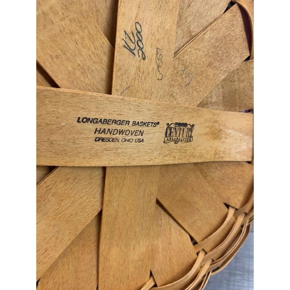 Longaberger 2000 Century Celebration Basket‎ Patriotic Flag Liner Handwoven 8in